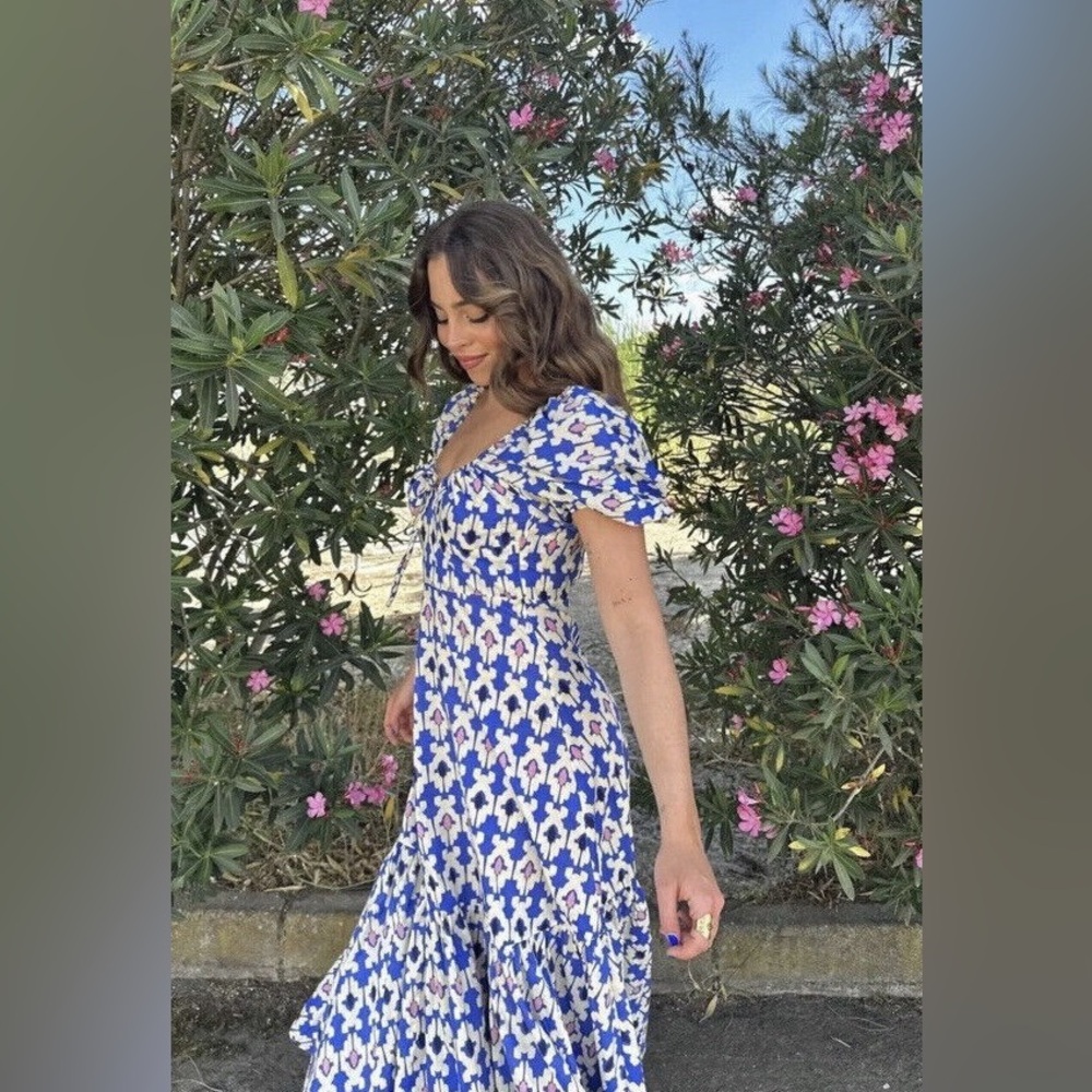 Zara Elegant Blue and White Floral Maxi Dress - Picture 2 of 5